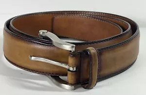 Magnanni Carbon Ledergürtel 1121 Cognac Braun Herren Größe 38 Silber Schnalle EUC - Bild 1 von 10