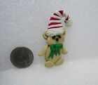Gone Troppo Handcrafted Clay Bear W/ Green Bow & Santa Hat Pin