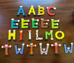 NEW Vintage 1990 Sevi Hand Painted Alphabet Letters Painted Wood - Bild 1 von 5