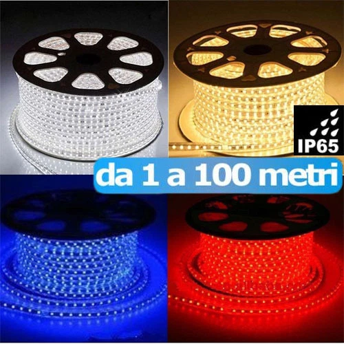 STRISCIA STRIP LED BOBINA SMD 5050 SPINA 220V BIANCA TUBO ESTERNO 1 A 100MT - Immagine 1 di 4