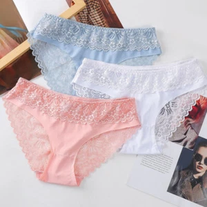 Seamless Underwear Sexy Lace Lingerie Knickers Ice Silk Panties Briefs Women - Picture 1 of 25