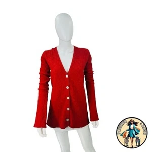 Aisling Camps | NEW River Wool Blend Long Sleeve V-Neck Cardigan in Rust Size M - Picture 1 of 9
