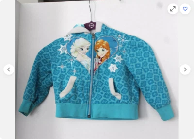Disney Frozen Niñas Chaqueta Ligera con Capucha/Piel Borde (AZUL VERDE AZULADO 6) NUEVA CON ETIQUETAS Foto 1 de 2