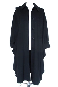 Vtg 80s Cape Coat Cloak Black Wool Blend 8 Women Bat Wing Dolman Sleeve Austria - Picture 1 of 9