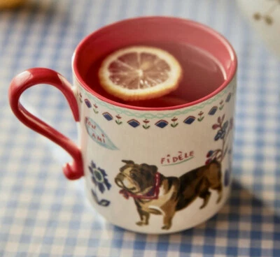 NEW ANTHROPOLOGIE COFFEE TEA MUG CUP BULLDOG HERITAGE PUG FIDELE NATHALIE LETE - Image 1 of 4