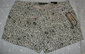 NWT BABY PHAT Girls Summer Shorts Size 14 Trendy Leopard Print Kitty Logo Gray - Picture 1 of 3