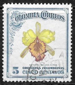 Colombia 1947: 5c - Flora, Flowers, Cattleya Dowiana Aurea Orchid - FU - Picture 1 of 1