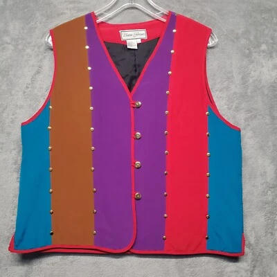 Chaleco Diane Gilman Mujer Mediano Rojo Púrpura Azul Marrón Dorado Seda Colorido Acolchado Foto 1 de 4