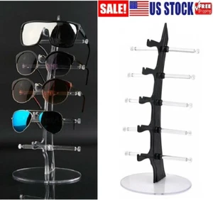 2 × Acrylic Eyeglasses 5 Layer Glasses Display Stand Rack Sunglasses Holder US - Picture 1 of 12