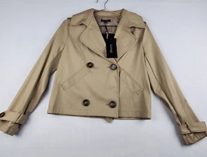 Shinestar Womens Small Blazer Jacket Khaki Double Breasted Cropped Preppy - Picture 1 of 16