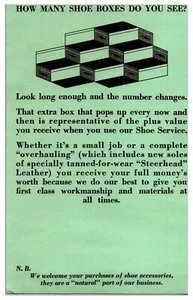 Original 1920s Shoe Store Advertising Paper "Shoe Box Puzzle" (5in x 8in) - Picture 1 of 1