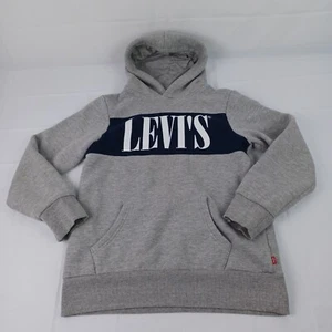 Levi's Hoodie Youth Size Large Heather Grey Spellout Logo Fleece Lined Pullover - Picture 1 of 8