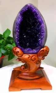 30.3LB Top Natural Uruguay Amethyst Geode Quartz Crystal Dinosaur Egg Decor - Picture 1 of 4