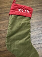 Pottery Barn Velvet Stocking Green with Red Cuff Medium 19.5" Dylan velvet 2088