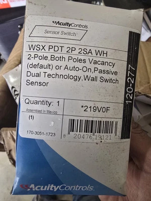 ACUITY CONTROLS SENSOR SWITCH WSX PDT 2P 2SA WH OCCUPANCY SENSOR
