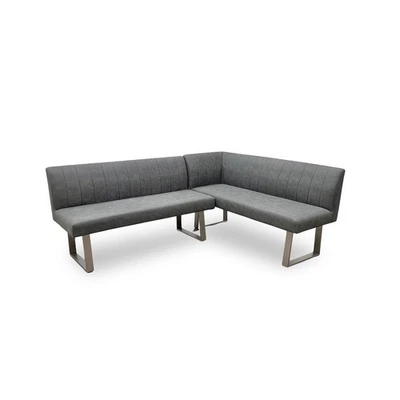 Furniture Village ‘Grigio' Corner Dining Bench Grey Faux Leather Right Facing - Image 1 of 4