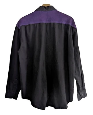 Camisa Occidental Kosmic Bluez 50X30 Negra Algodón Púrpura Gamuza Yugo EE. UU. Hecha para JW 2X Foto 1 de 4