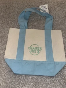Trader Joe's Mini Pastel Canvas Tote Bag Blue Limited Edition Spring 2025 NWT - Picture 1 of 2