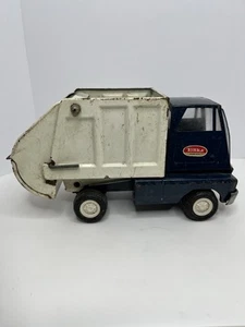 Vintage Tonka Blue & White Sanitary Service Garbage Truck Pressed Metal - Picture 1 of 9