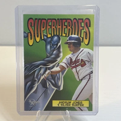 1998 Skybox Dugout Axcess Superheroes Andruw Jones & Silver Surfer #5SH - Image 1 of 3
