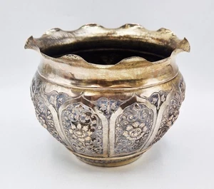 GIARDINIERE INDIANO IN RAME ARGENTATO XIX SECOLO c1890 - Foto 1 di 6