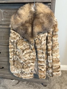 Genuine Fox With Fox Collar Fur Jacket Fully Lined - Picture 1 of 8