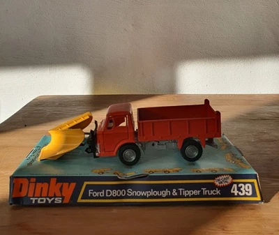 VINTAGE DINKY TOYS 439 FORD D800 SNOW PLOUGH & TIPPER - Rare All Orange - Image 1 of 4