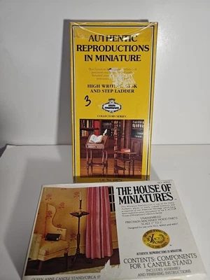 Dollhouse Miniature Desk & Ladder Kit 1:12 scale W5 Mini Mundus & Candle Stand - Image 1 of 4