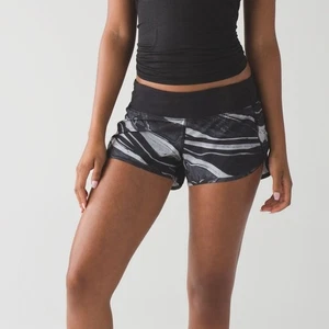 Lululemon Women's Running Active Speed Short Marbled Mix White Black Size 6 - Picture 1 of 9