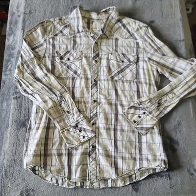 Camisa occidental BKE para hombre con botones de metal XL calce regular manga larga vestido a cuadros Foto 1 de 4