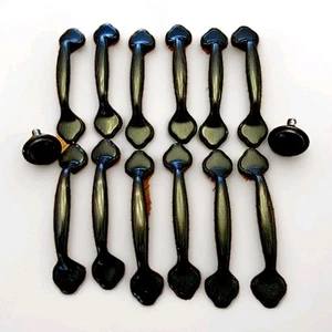 12 Black Door Handles & 2 Pulls Kitchen Cabinet Pull Hardware Cupboard  - Picture 1 of 3