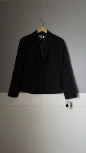 Kasper Blazer Jacket Womens 8P Black Notch Lapel One Button Long Sleeve NEW - Picture 1 of 8