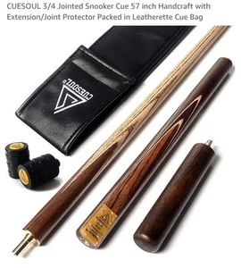 	CUESOUL 57" Jointed Snooker Cue Handcrafted with Extension & Protector	 - Picture 1 of 1