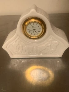 Small Porcelain White & Gold Clock by Belleek - AOx au5 - Picture 1 of 2