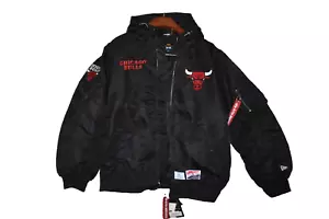 CHICAGO BULLS X ALPHA X NEW ERA L-2B HOODED BOMBER JACKET XXL NWT - Picture 1 of 8