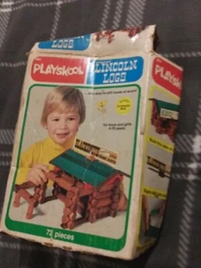 Vintage 70s Playskool Original Lincoln Logs Blacksmith 884 Incomplete Set - Picture 1 of 8