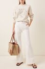 LOEWE Slit Cuff Topstitched Denim Trousers Jeans in White Size FR 40 / US 8
