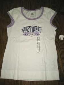 New Nike girls Large 12-14 top sleeveless shirt activewear white cotton - Picture 1 of 1