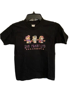 San Francisco California Three Kittens Children's T-Shirt Black Short Sleeve - Picture 1 of 9