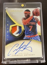 2013-14 Carmelo Anthony Immaculate Collection Basketball Auto 3-Color Game Used