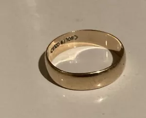 Antique Victorian Marked Solid Gold 10k Cigar Band Wedding Ring Size 6.5-6.75 - Picture 1 of 7