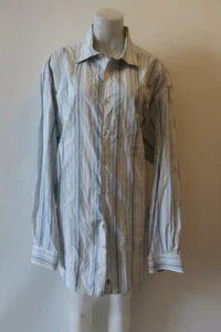 MENS ERMENEGILDO ZEGNA BLUE STRIPE BUTTON DOWN SZ 2XT* - Picture 1 of 8