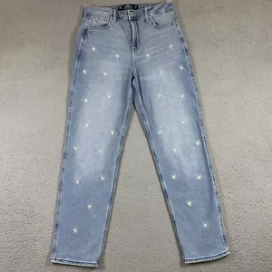 Jeans Hollister ultra alto mamma donna 27 lavaggio medio ricamo floreale estate - Foto 1 di 16