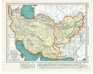 1939 Country Map of Iran Afghanistan Baluchistan and India Highly Detailed - Picture 1 of 2
