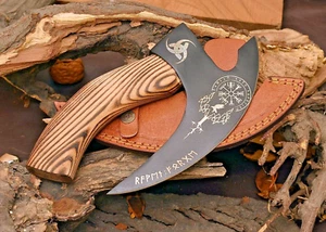 Viking Pizza Cutter Axe Handmade Carbon Steel Custom Hatchet Tomahawk Hand - AU - Picture 1 of 10