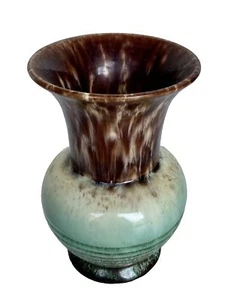 Mid-Century W Germany Ceramic/Keramik Model #228 Vase, Brown & Turquoise 6-1/4" - Picture 1 of 8