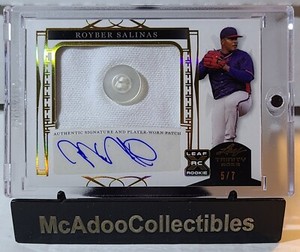 2022 Leaf Trinity Baseball Royber Salinas Button Patch Auto /7
