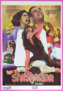 Rabid (1977) poster film thailandese David Cronenberg originale - Foto 1 di 3