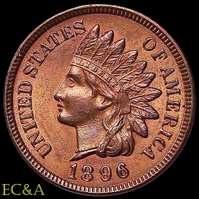 1896 INDIAN HEAD CENT RB CRISP DEEP DIAMOND SUPERB GEM (IH935) - Image 1 of 2