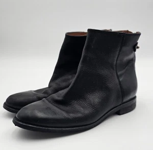 Madewell Black Leather Ankle Boots Back Zipper Strap B2064 Size 7.5 - Picture 1 of 15